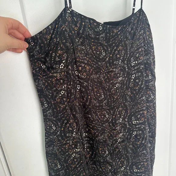 Gianni Bini Black and Floral Satin Slip Dress Square Neck Size 6‎ - Picture 4 of 6